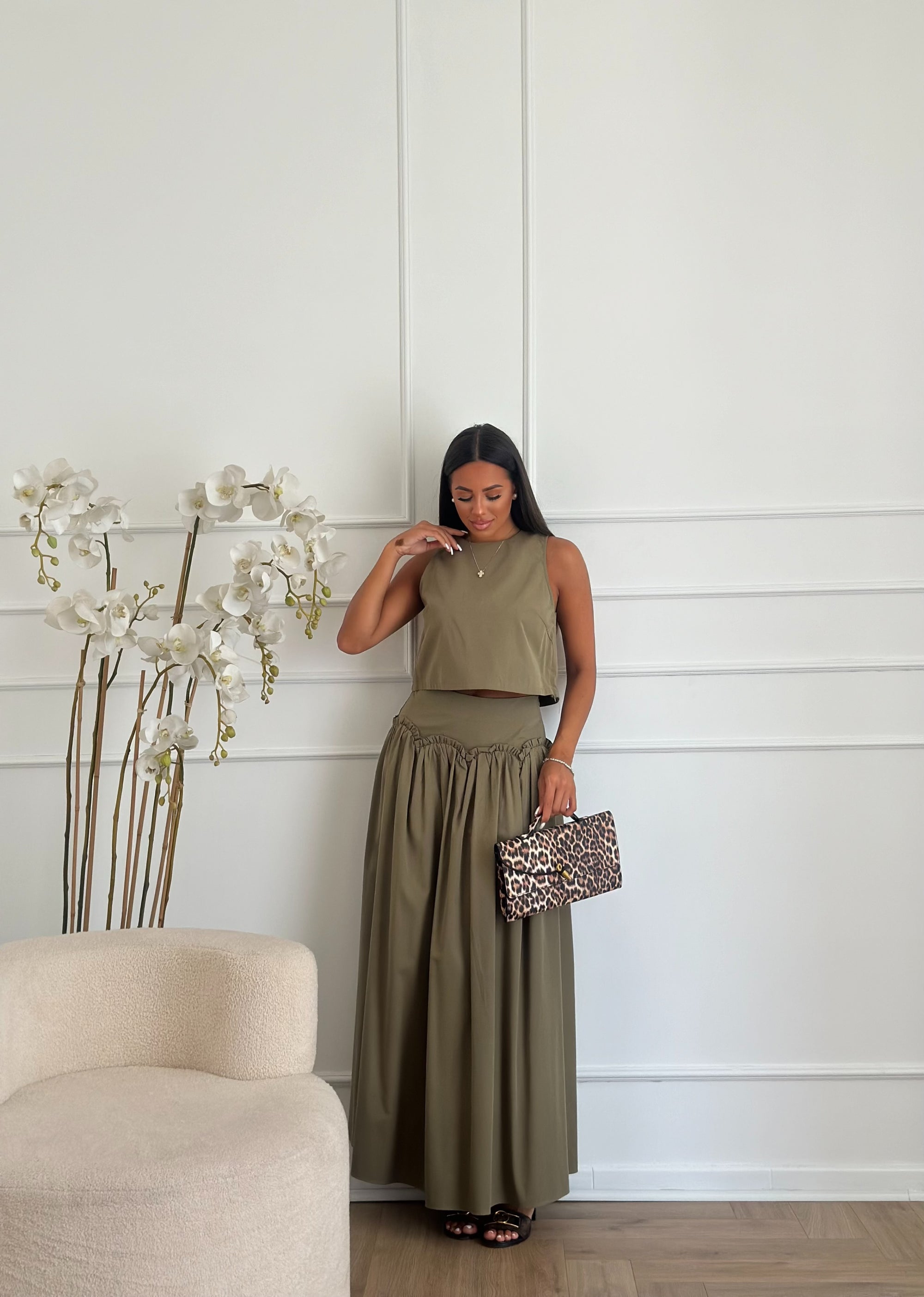 coordinato in cotone verde