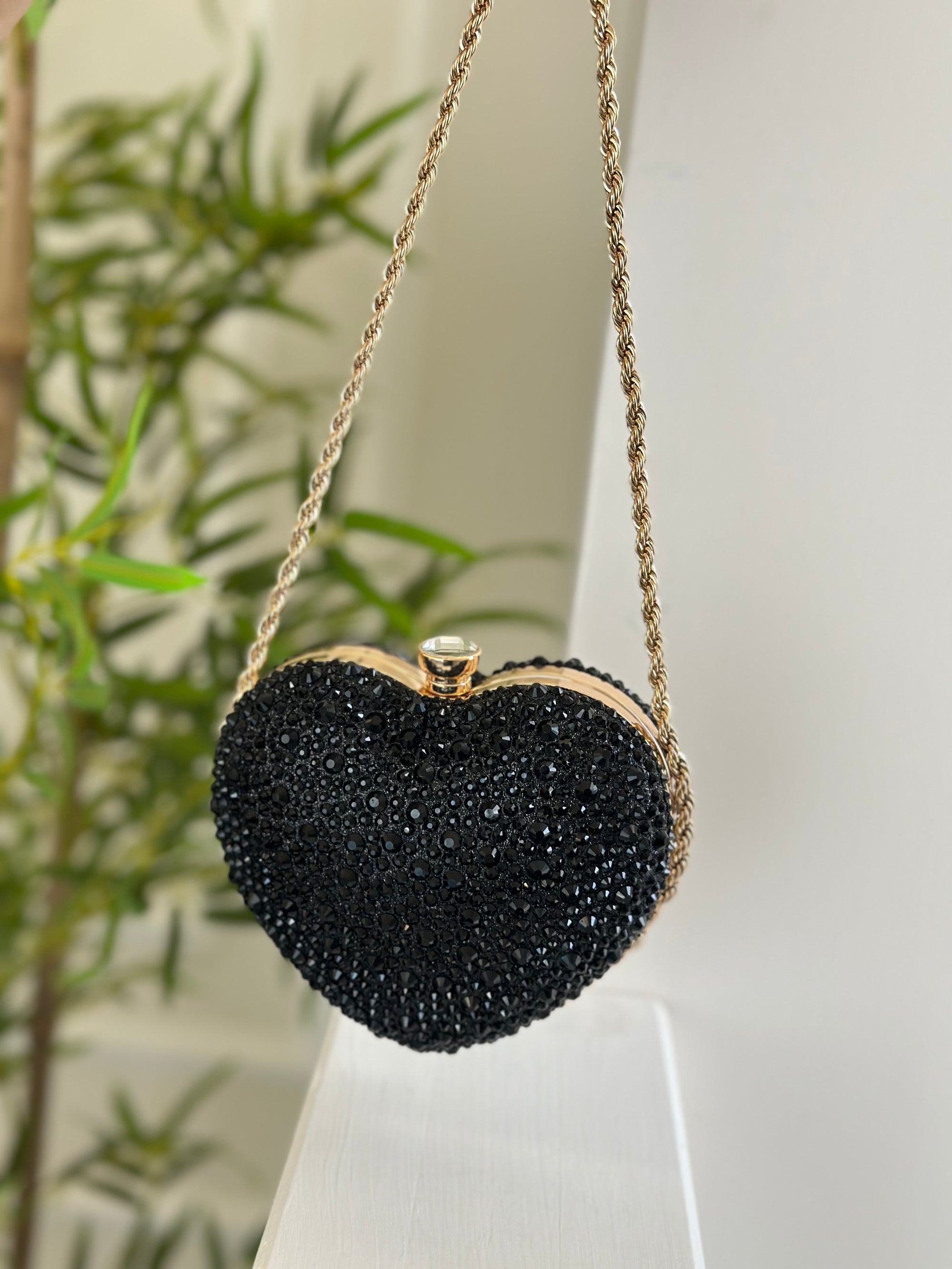 Borsa cuore gioiello nero