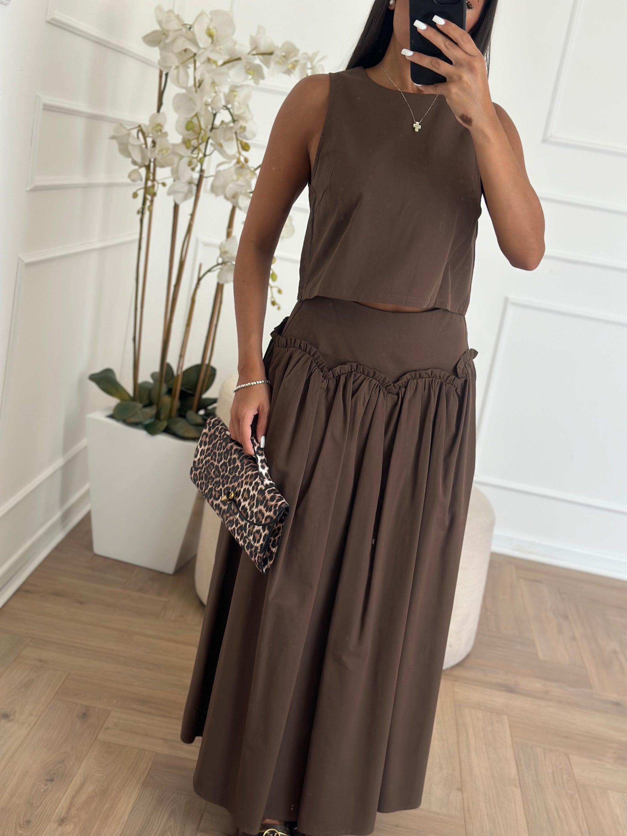 coordinato in cotone marrone