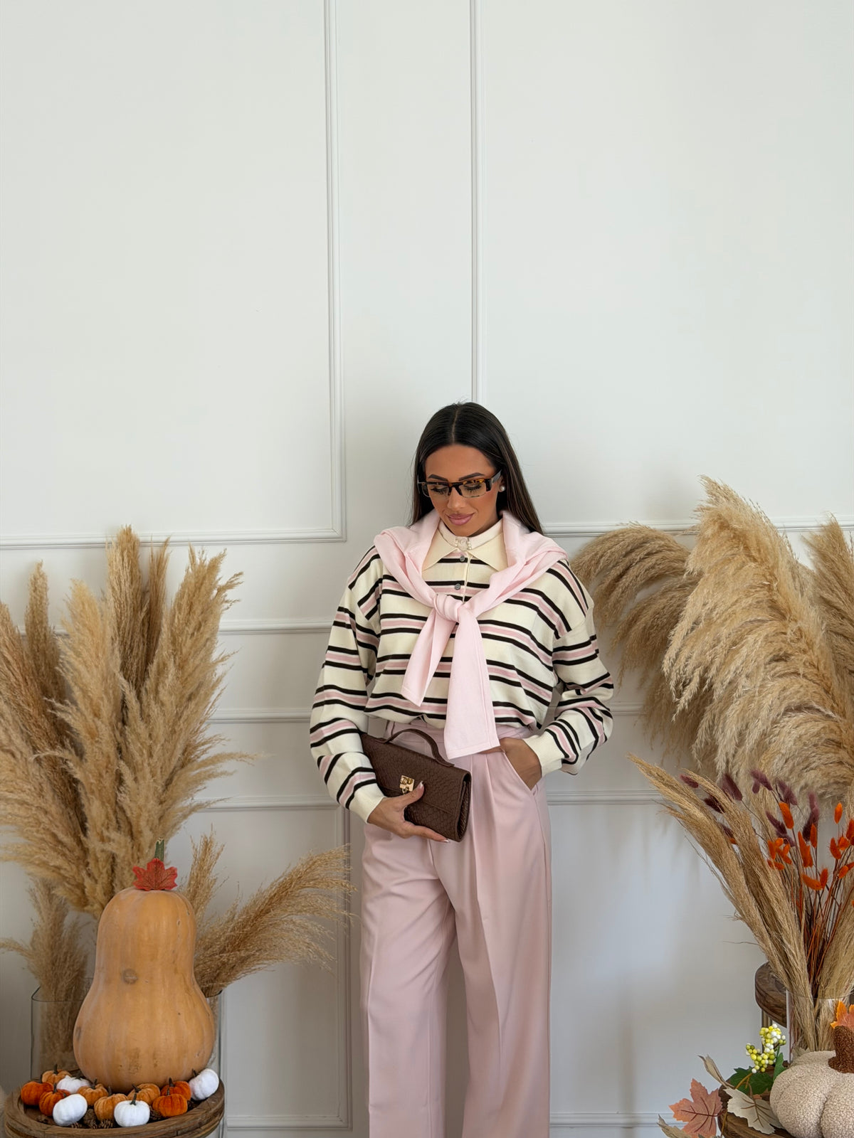maglia a righe rosa