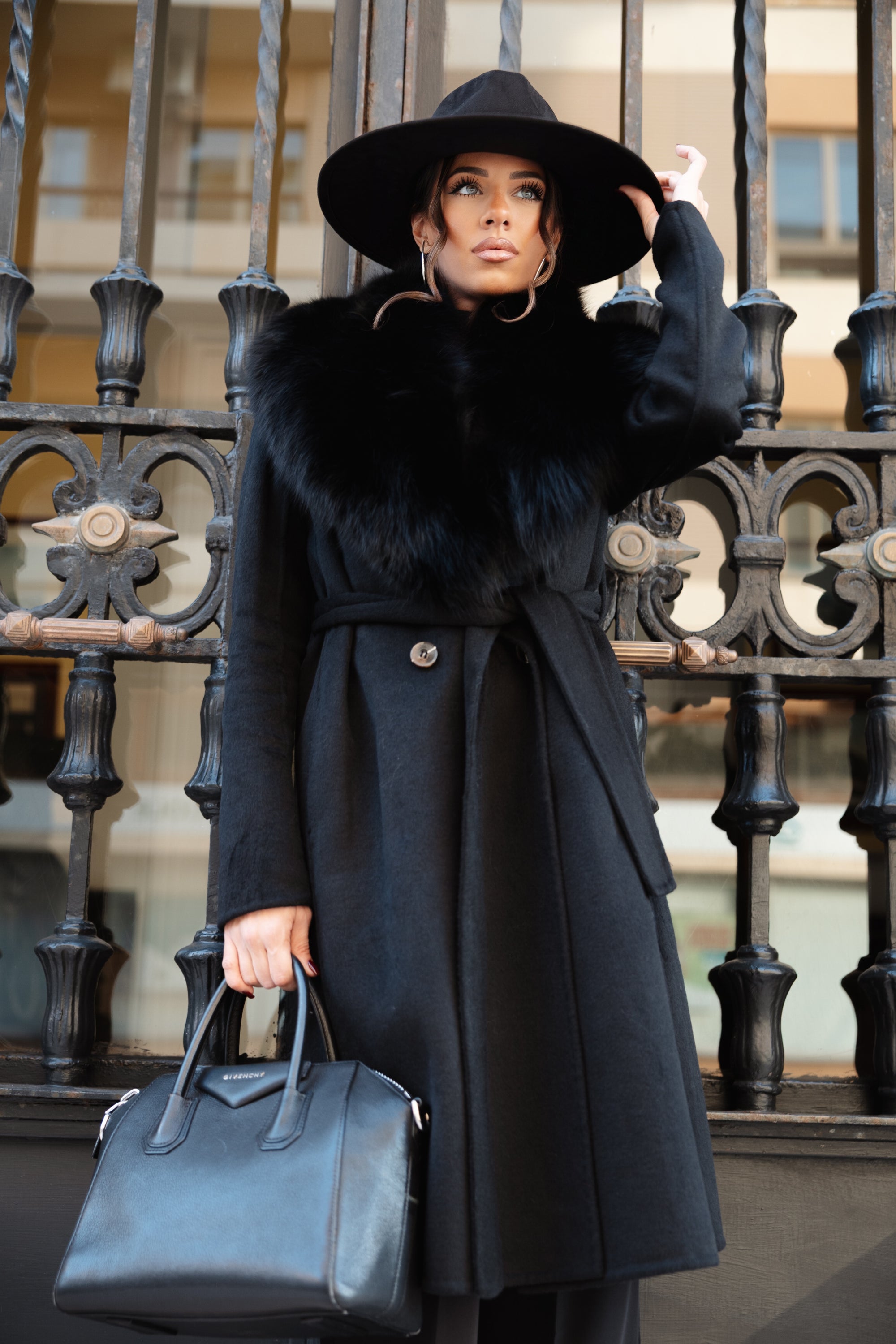 Cappotto fox nero