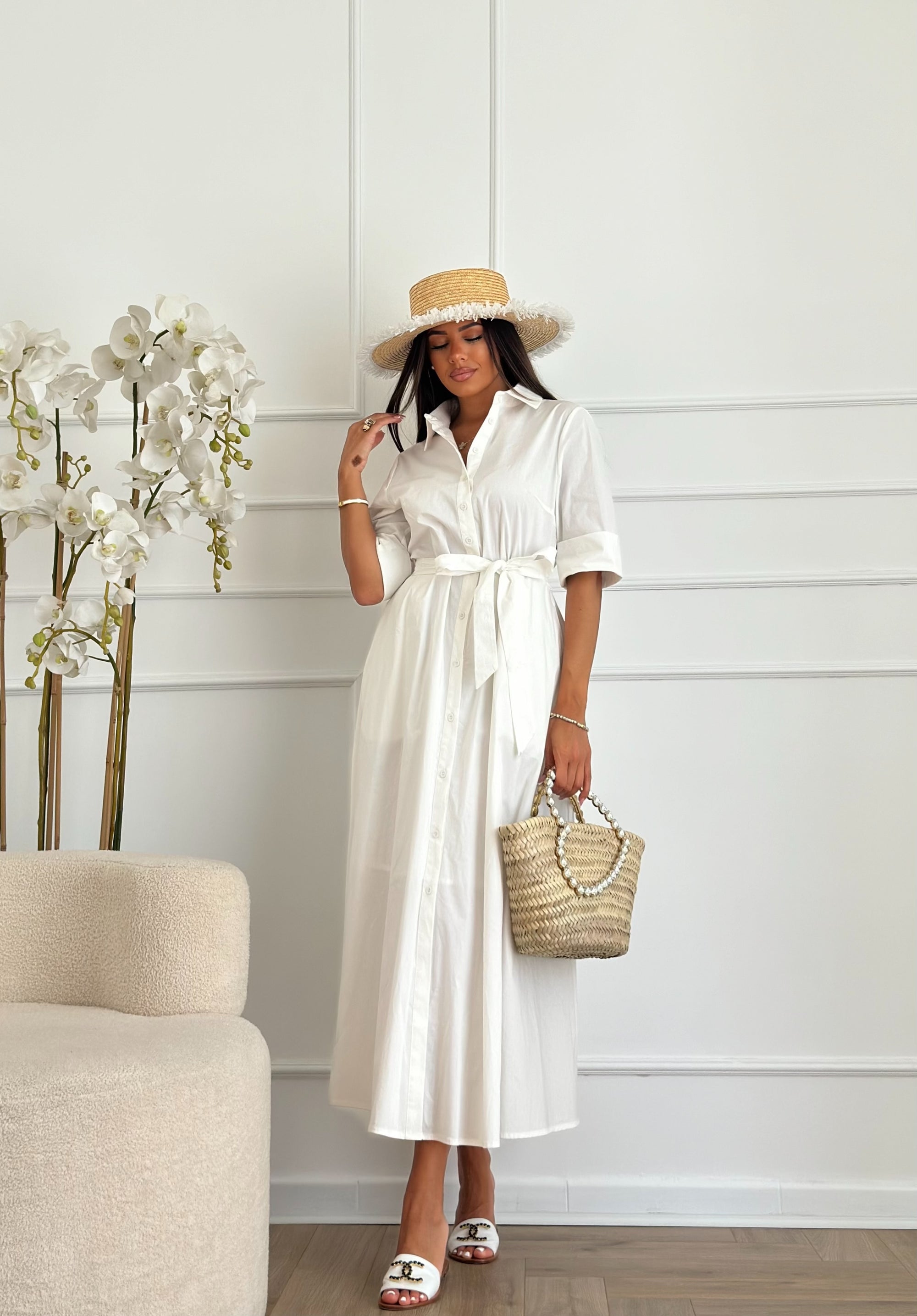 Abito in cotone bianco