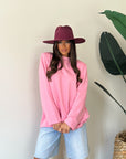 Maxi shirt garzata rosa
