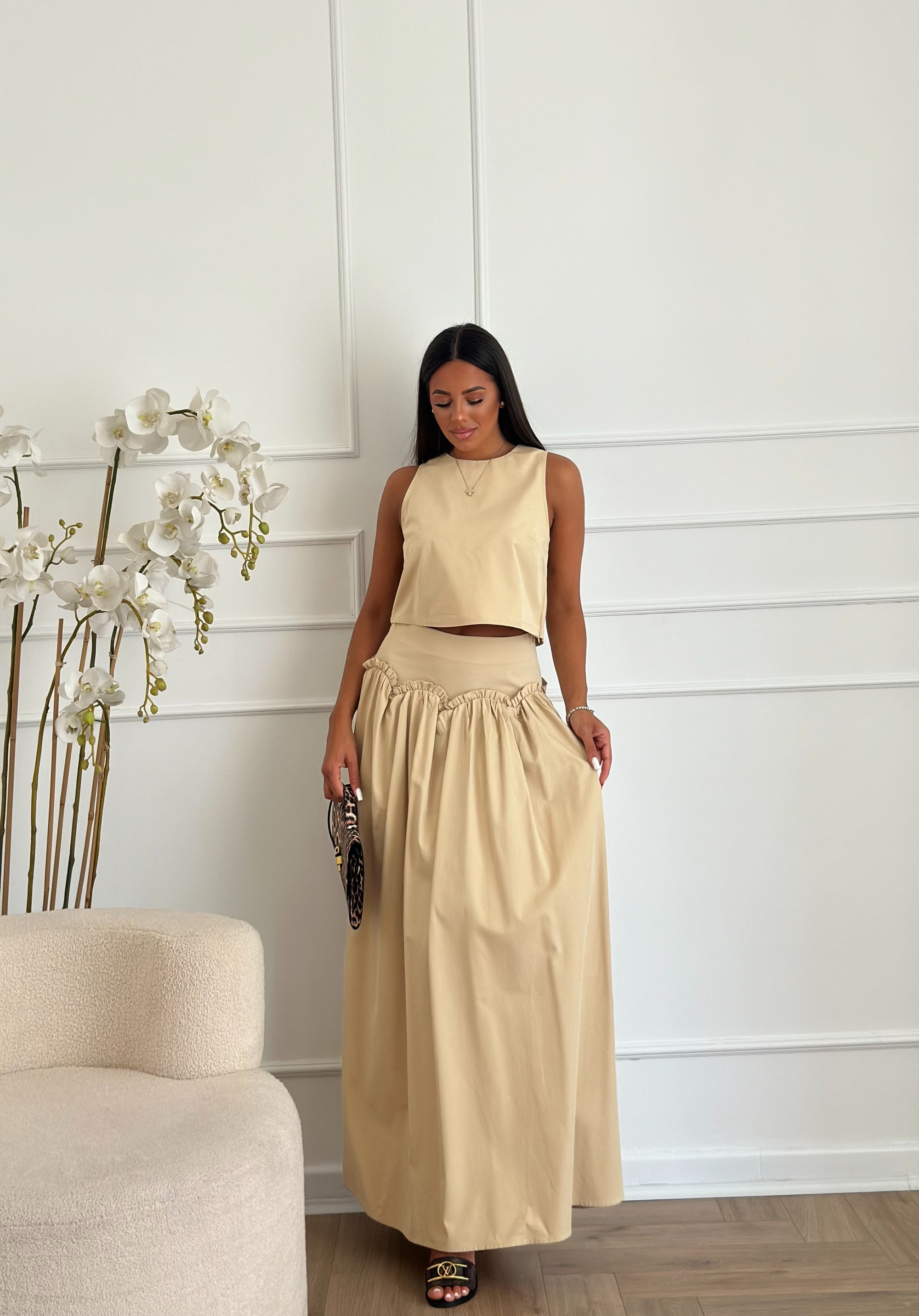coordinato in cotone begie