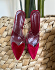 Scarpe a cuore bordeaux in velluto