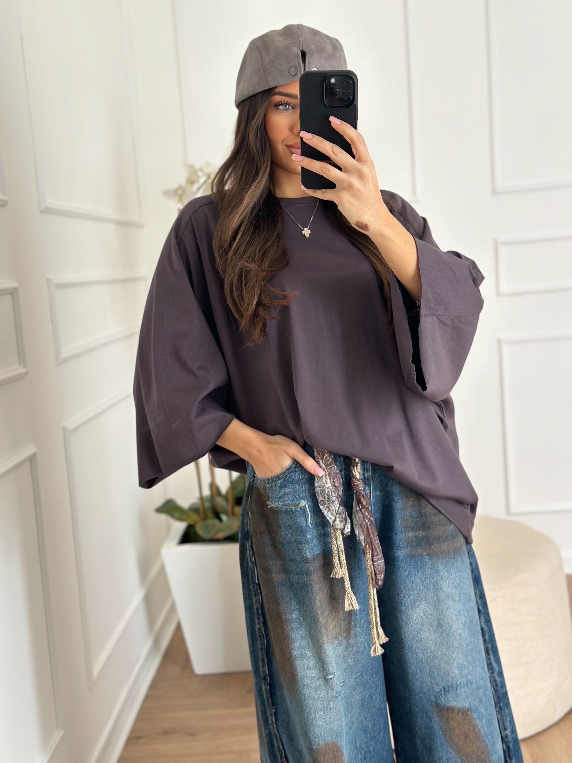 Maxi shirt grigio