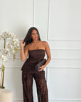 Coordinato pizzo marrone