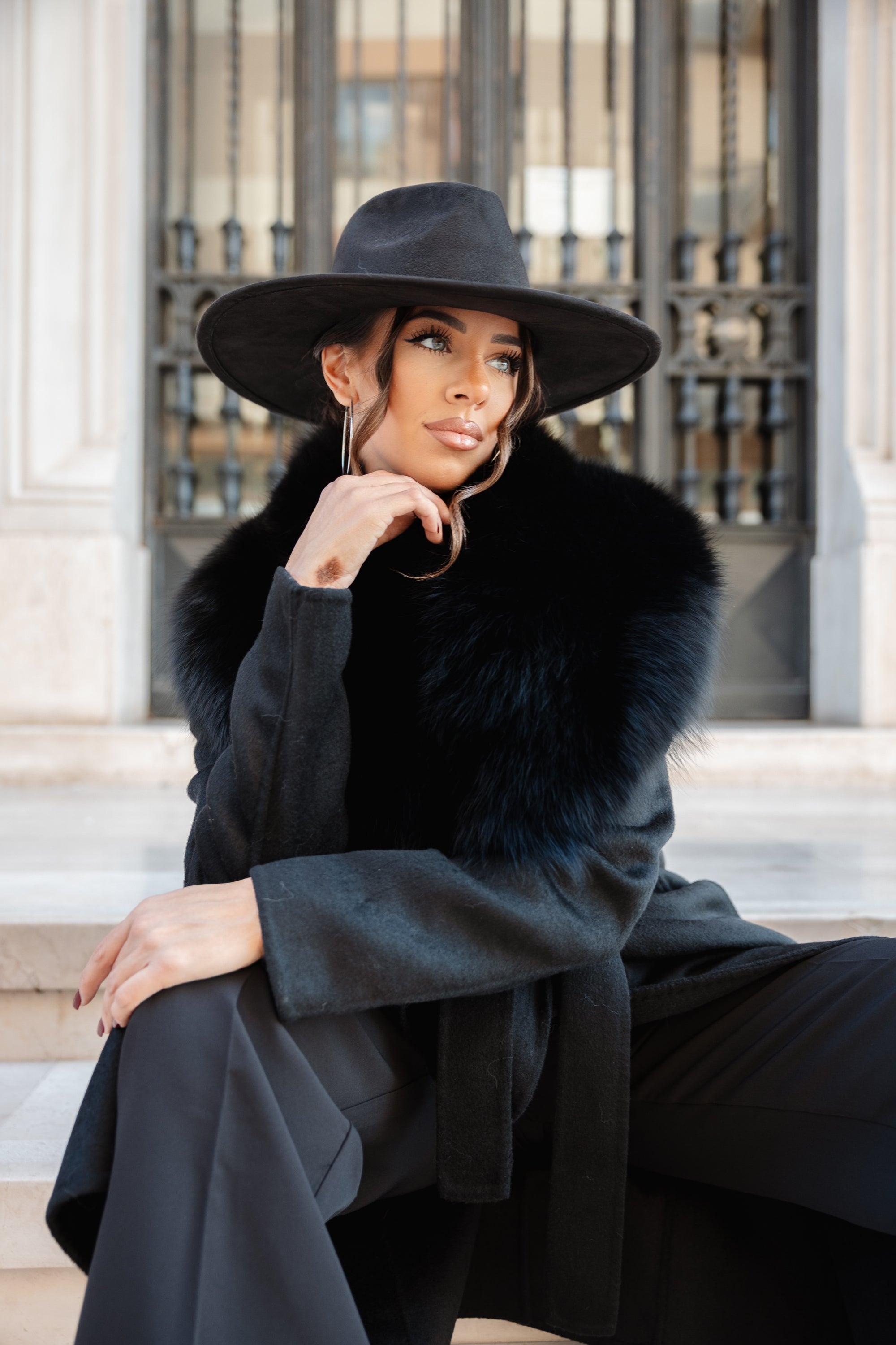 Cappotto fox nero