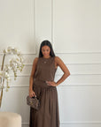 coordinato in cotone marrone
