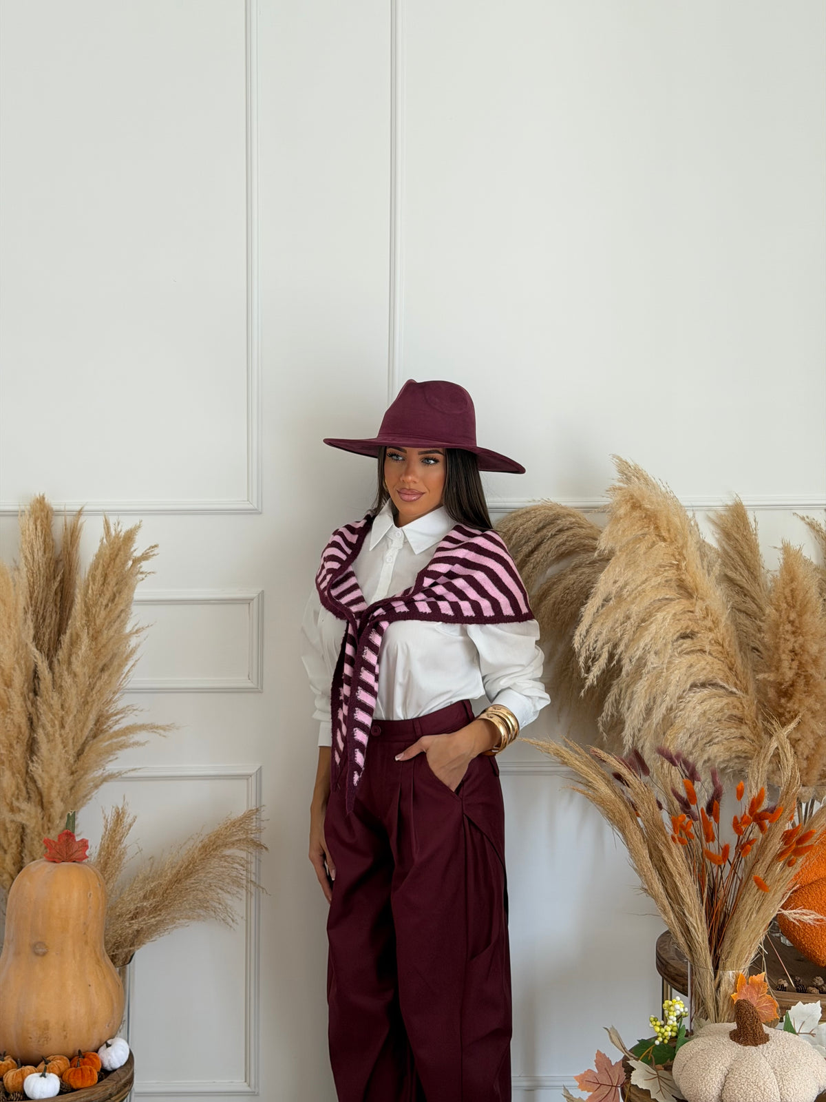 camicia con coprispalle bordeaux