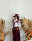 camicia con coprispalle bordeaux