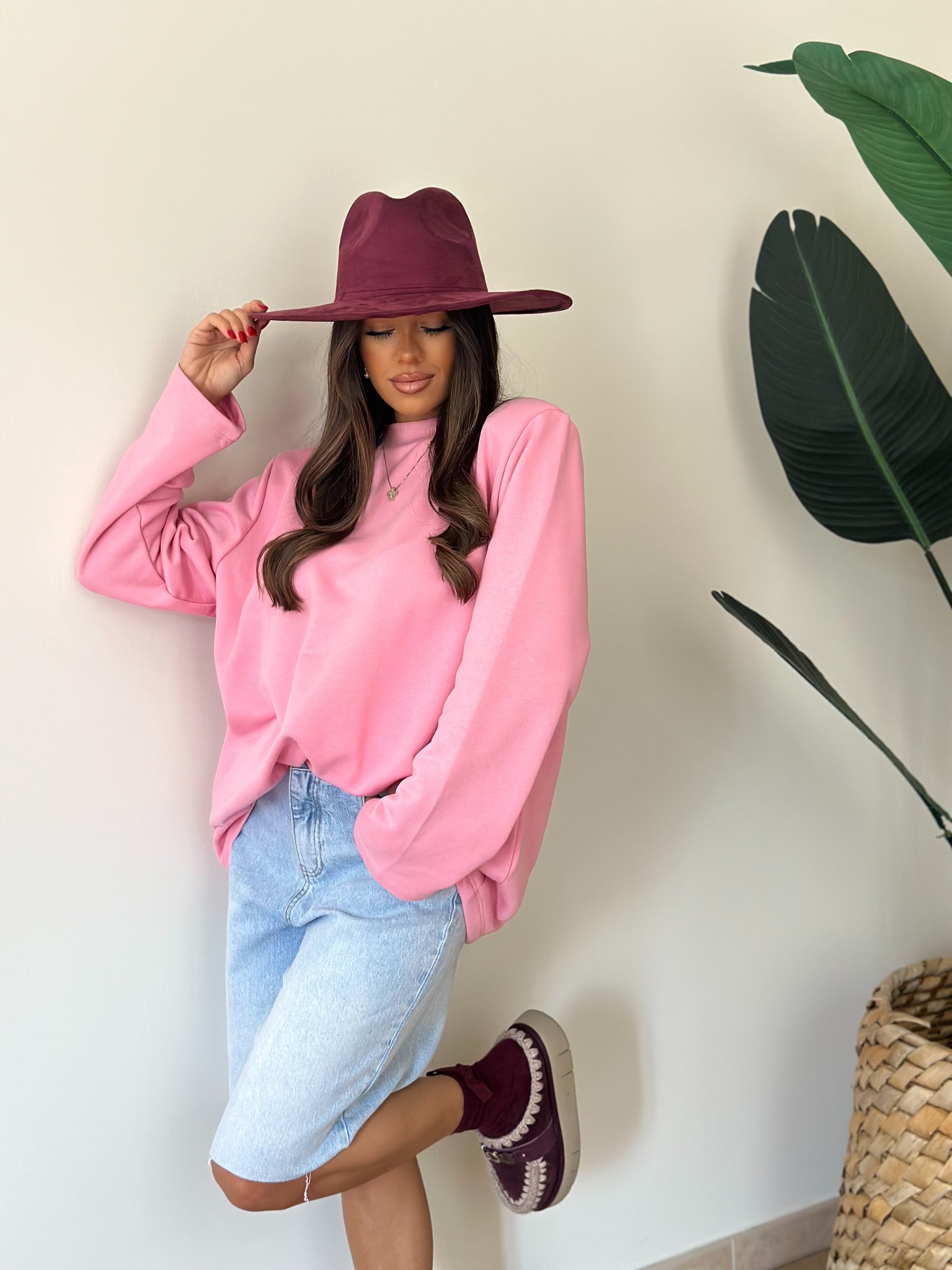 Maxi shirt garzata rosa