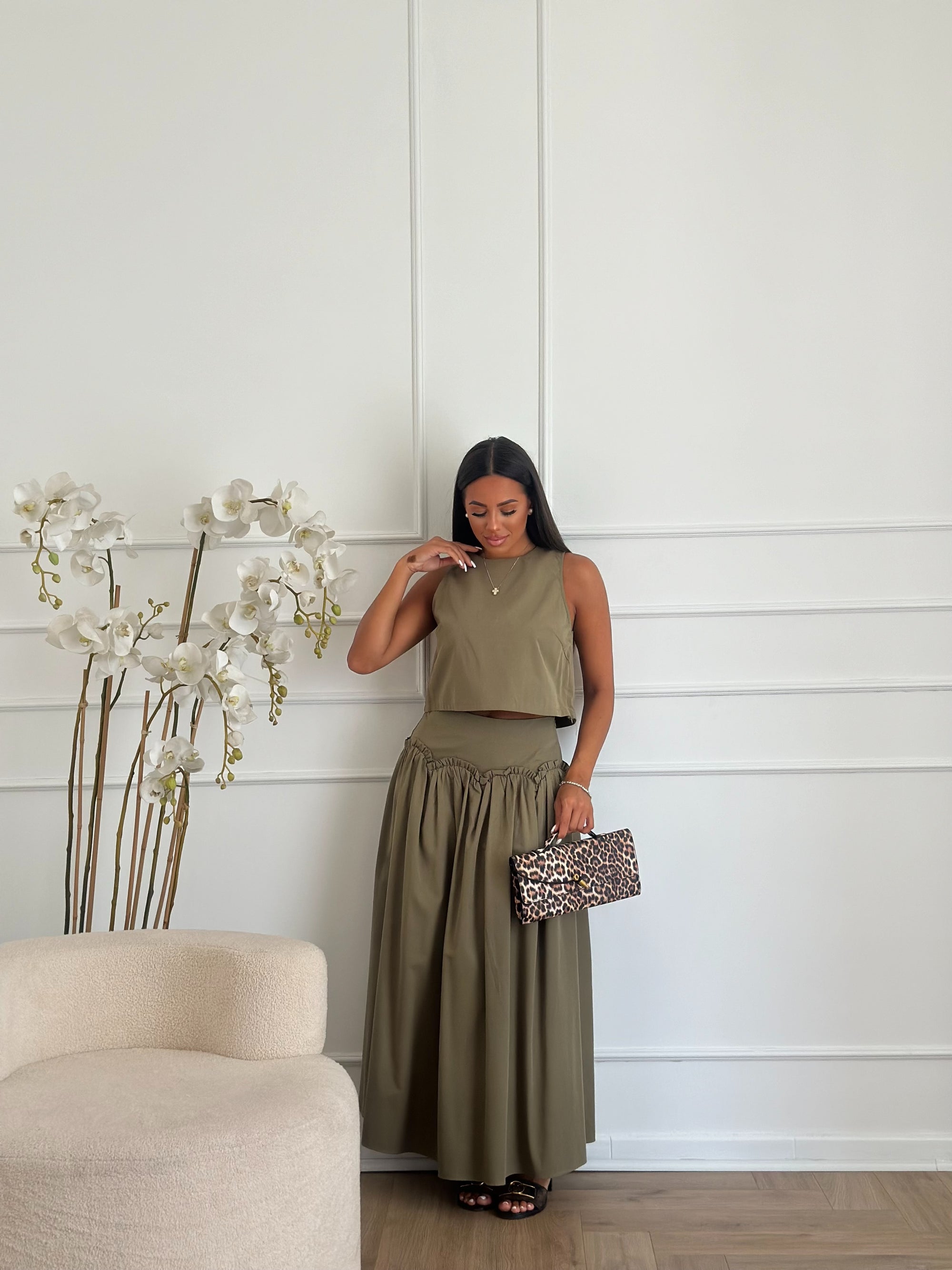 coordinato in cotone verde