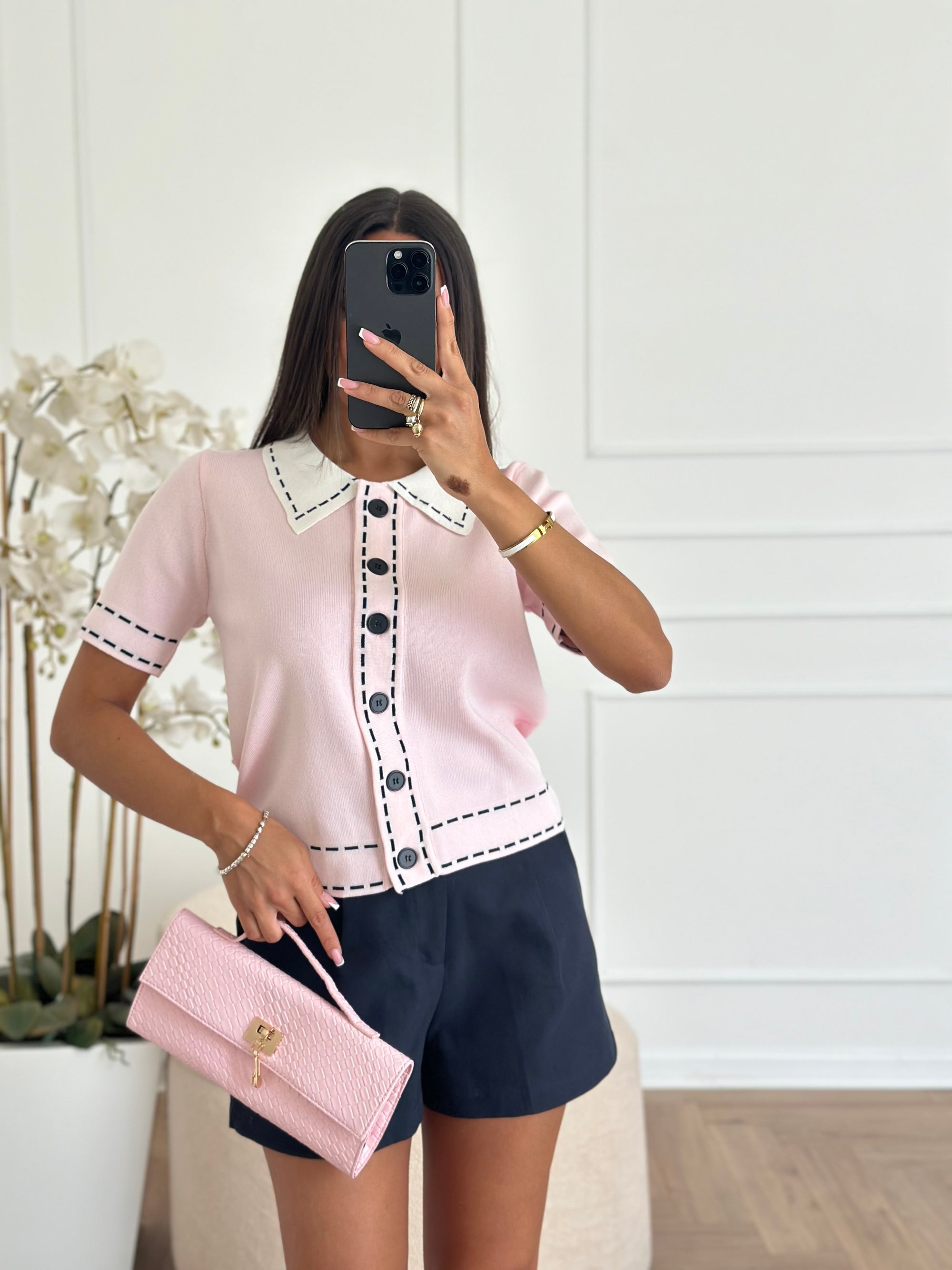 Maglia botton rosa