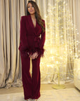 Tailleur piume bordeaux