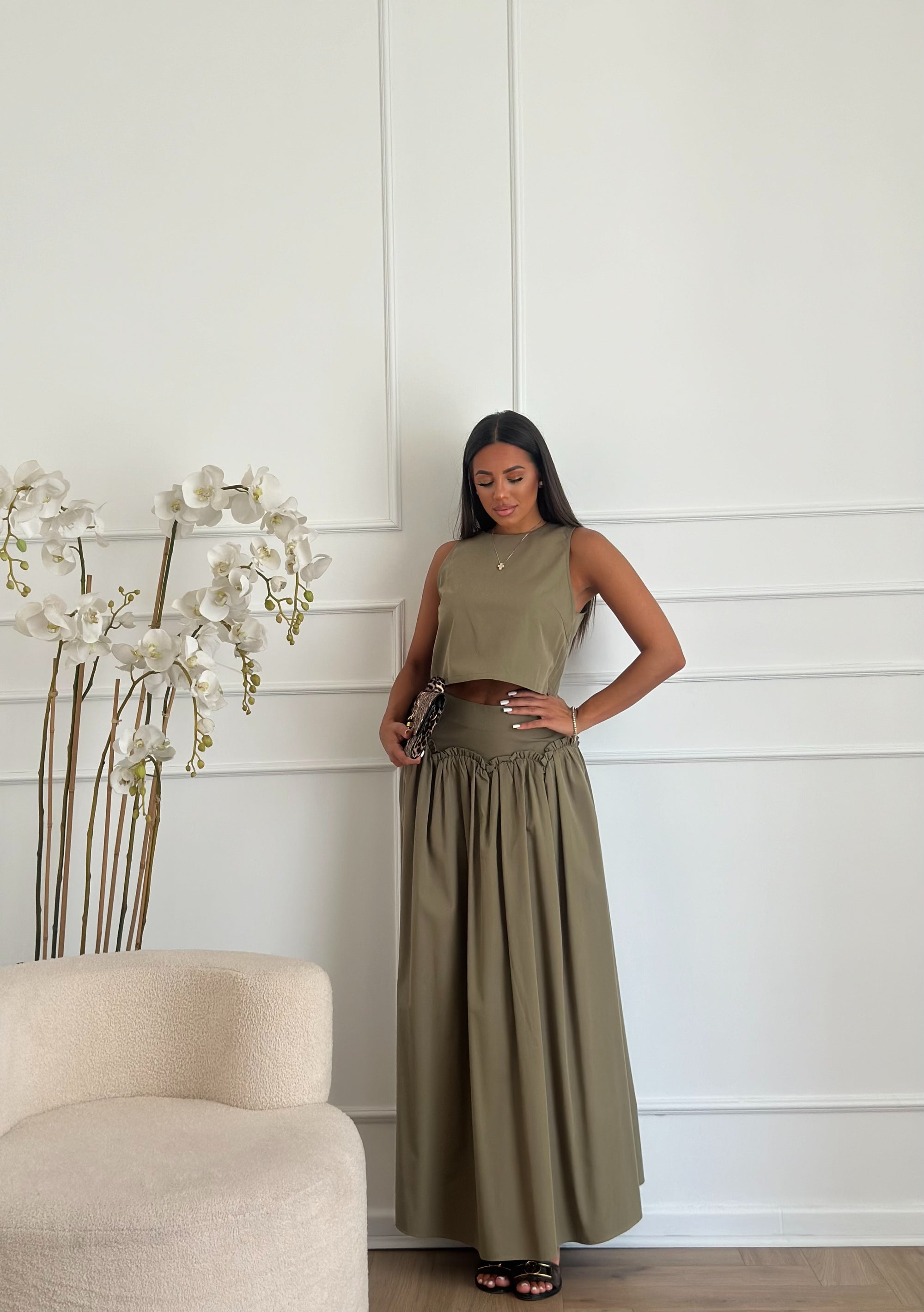 coordinato in cotone verde