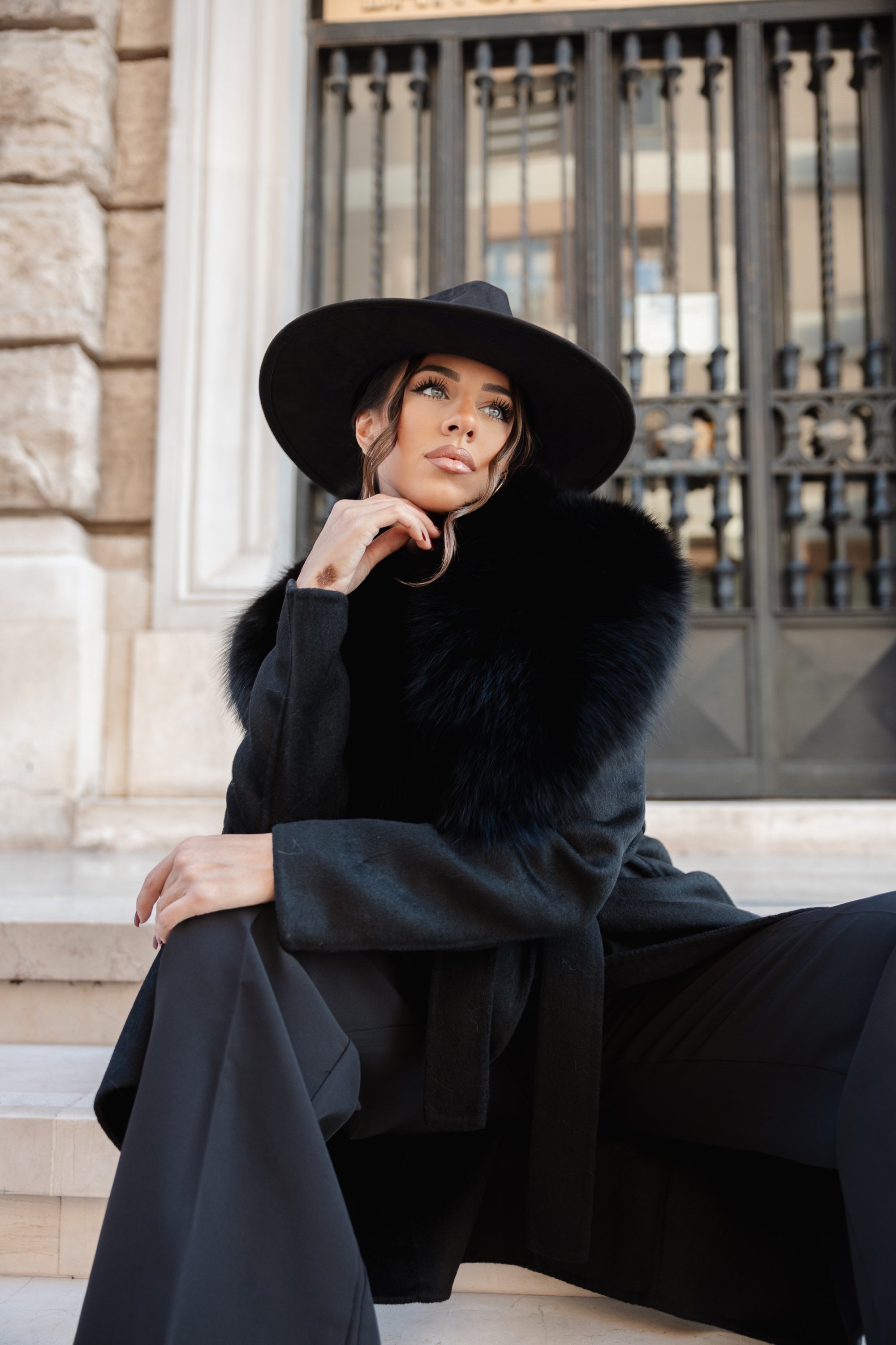Cappotto fox nero