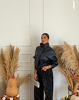 Giacca in pelle blu