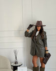giacca in eco pelle verde