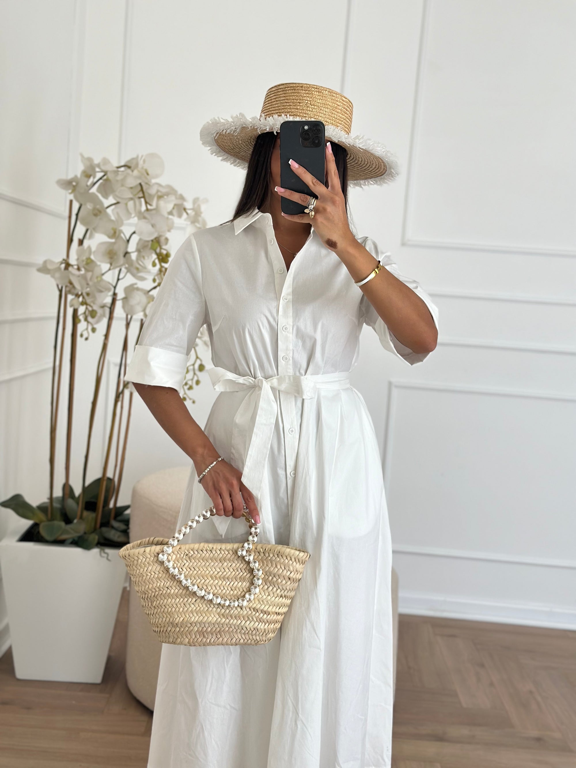 Abito in cotone bianco