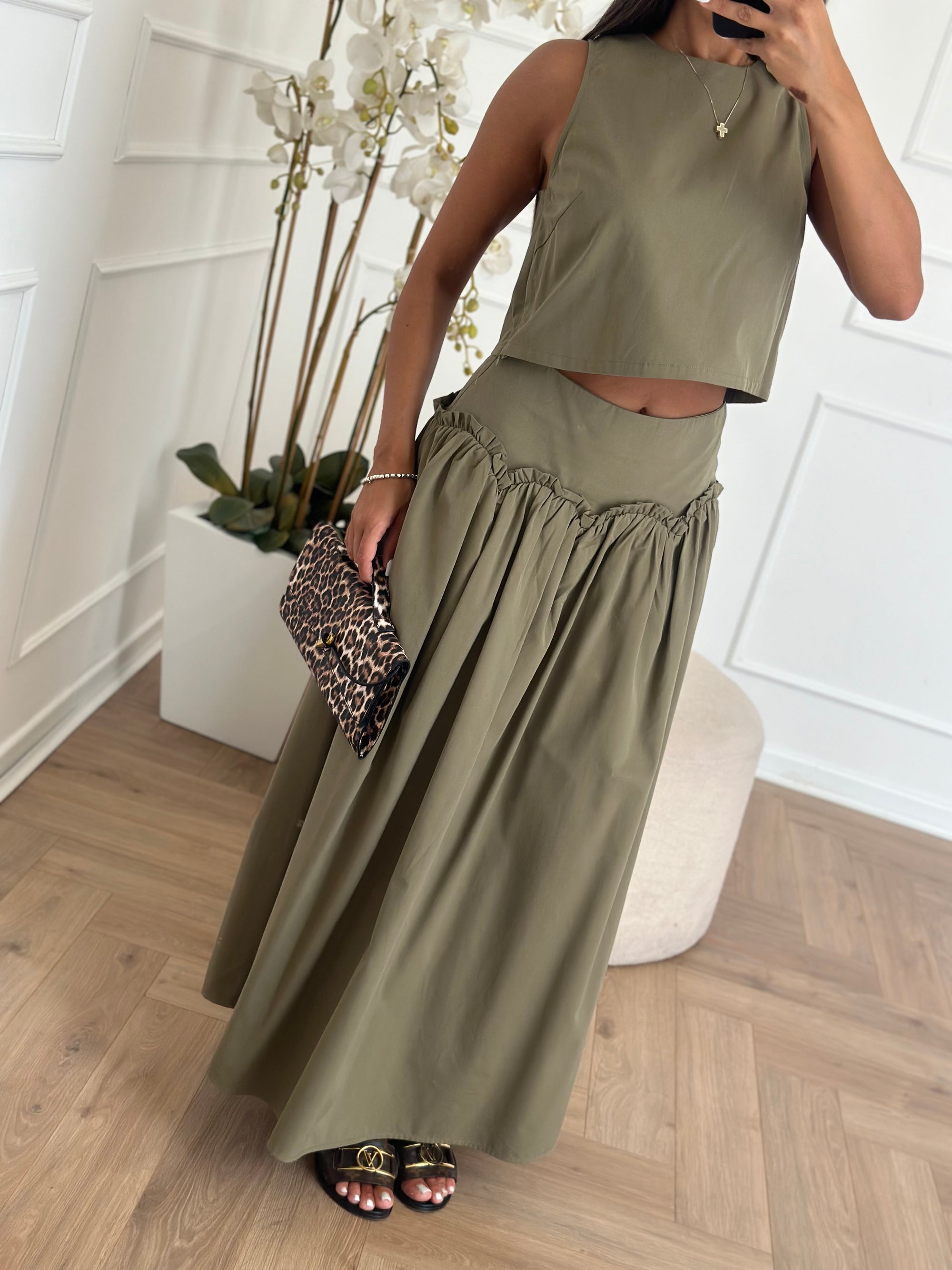 coordinato in cotone verde