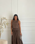 coordinato in cotone marrone