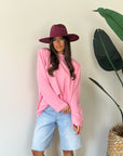 Maxi shirt garzata rosa