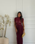 jumpsuit in pizzo bordeaux