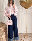 Denim con piega a palazzo